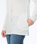 Waffle Knit Cowl-Funnel Pocket Shirt, White, original image number 2