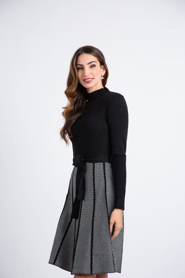 Long Sleeve Midi Sweater Dress , Black, original image number 1