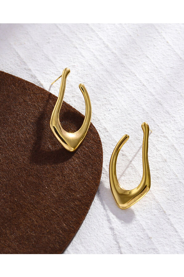 TARAJI Abstract Shaped Hoop Earrings, Gold, original image number 0
