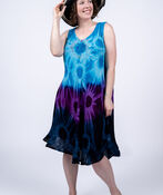 Sleeveless Tie-Dye Umbrella Dress, Blue, original image number 0
