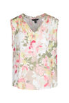 Sleeveless Floral Blouse with Accented Neckline, Sage, original image number 2