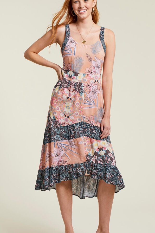Sleeveless High-Low Midi Dress, Multi, original image number 1