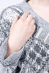 Long Sleeve V-Neck Pullover , Black, original image number 1