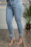 Mid-Rise Bow Detail Jeans, Denim, original image number 1