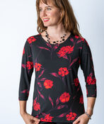 Red Roses And All-Over Floral  Autumn Shirt, Black, original image number 0