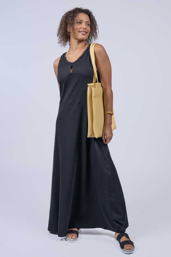 Sleeveless Keyhole Maxi Dress, Black, original image number 1