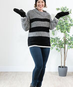 Eyelash Colorblock Sweater, Black, original image number 2
