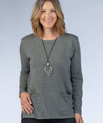 Silver Rhinestone Pocket Sweater, Charcoal, original image number 0
