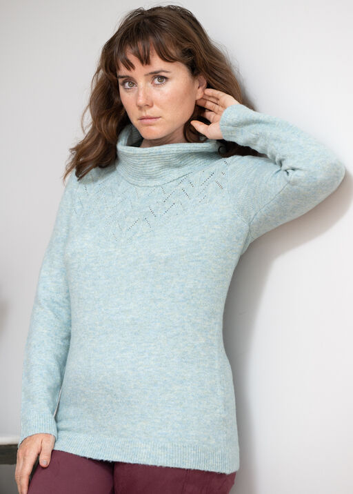 Cute Turtleneck Cowl Sweater, Aqua, original
