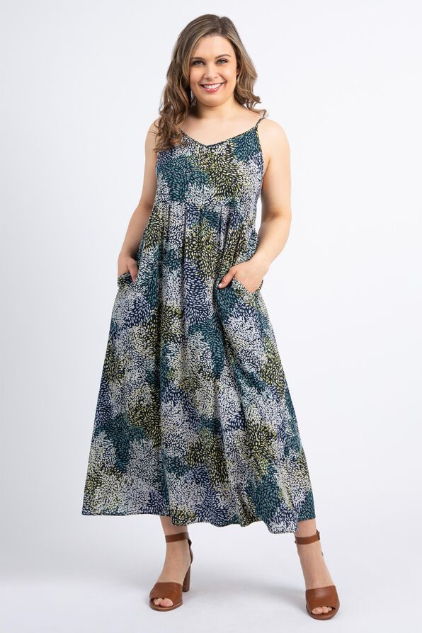 Empire Waist Maxi Dress, Blue, original image number 0