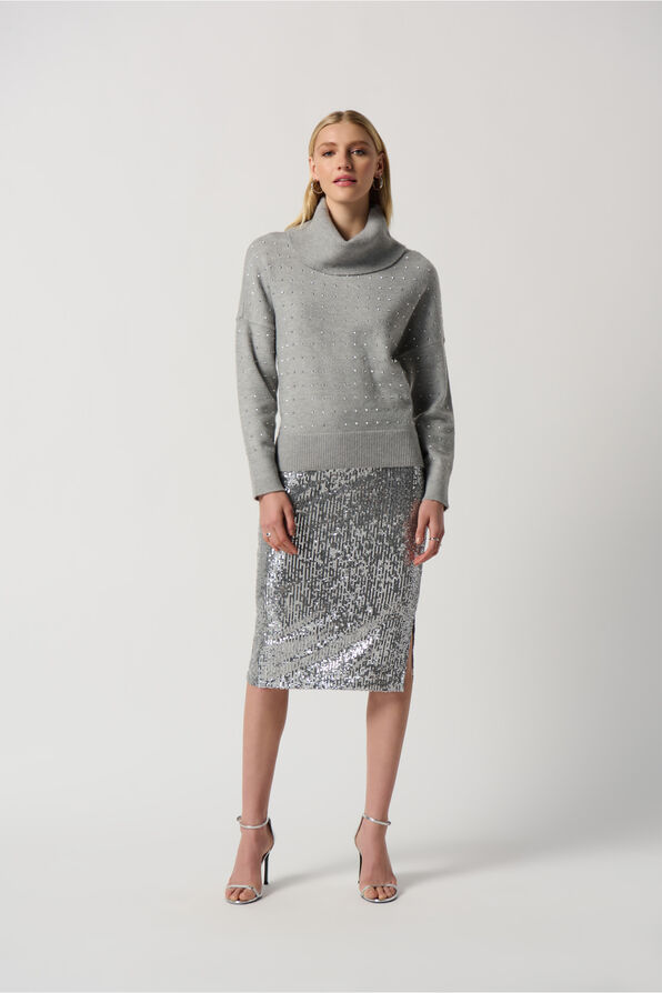 Cowl Neck Sweater, Grey, original image number 0