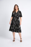 Short Sleeve Floral Midi Dress, Black, original image number 0