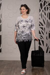 ½ Sleeve Floral Cut-Out Light Knit, White, original image number 2