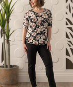 Floral Keyhole Shirt, Black, original image number 0