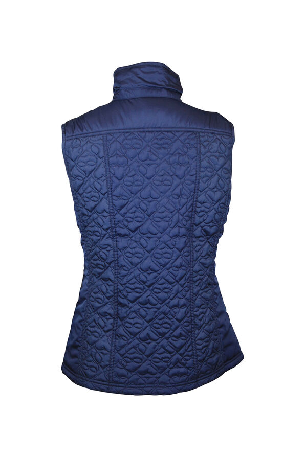 Quilted Heart Vest with Studded Pockets, Navy, original image number 1
