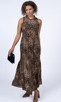 Sleeveless Leopard Maxi Dress, Brown, original image number 3
