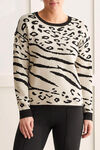 Reversible Animal Print Sweater, Black, original image number 2