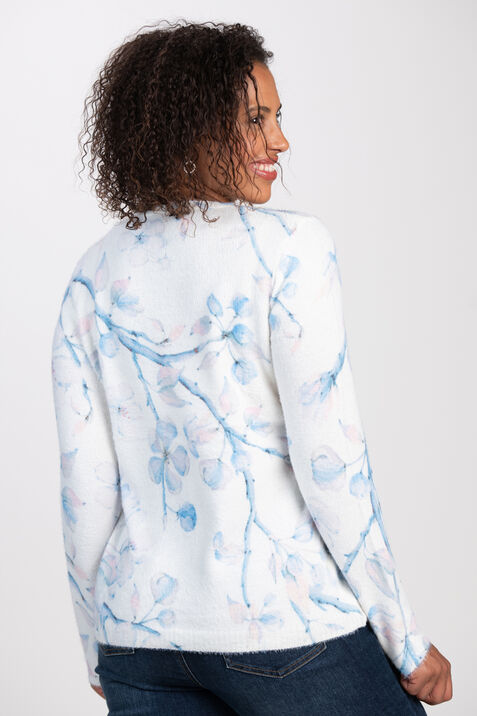 Long Sleeve Floral Sweater , Blue, original