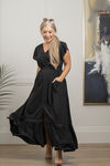 Black Ruffle Maxi Dress, Black, original image number 3