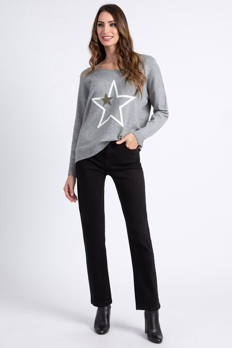 Long Sleeve Star Sweater, Grey, original