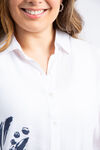 ¾ Sleeve Button-Down Blouse, White, original image number 1