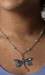 Abalone Inlay Dragonfly Pendant Necklace Set, Multi, original image number 1