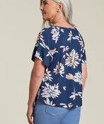 Petal Pleated Knit Shirt , Navy, original image number 1