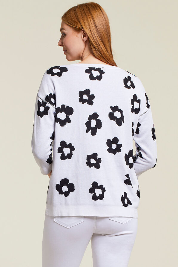 100% Cotton Reversible Daisy Sweater, Black, original image number 3
