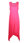 Sleeveless Cotton Midi Dress with Hankie Hem, Pink, original image number 0