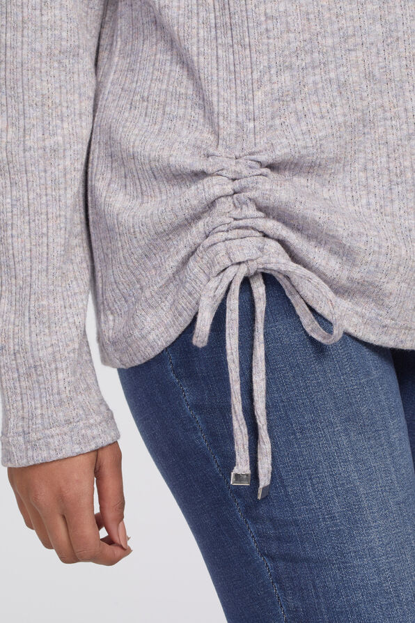 Side-Tie Lightweight Sweater Active Top, Grey, original image number 2
