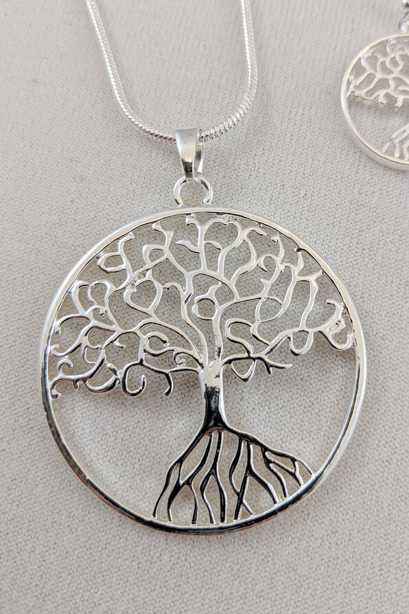 Tree of Life Necklace and Earrings Set, Silver, original image number 2