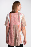 Short Sleeve Embroidered Blouse , Pink, original image number 1