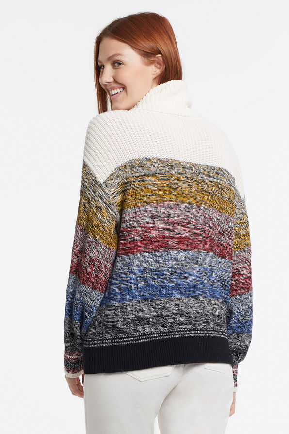 Colorful Cowl Spacedye Sweater, Multi, original image number 1
