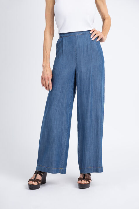 Wide Leg Pull-On Tencel Trousers, Blue, original
