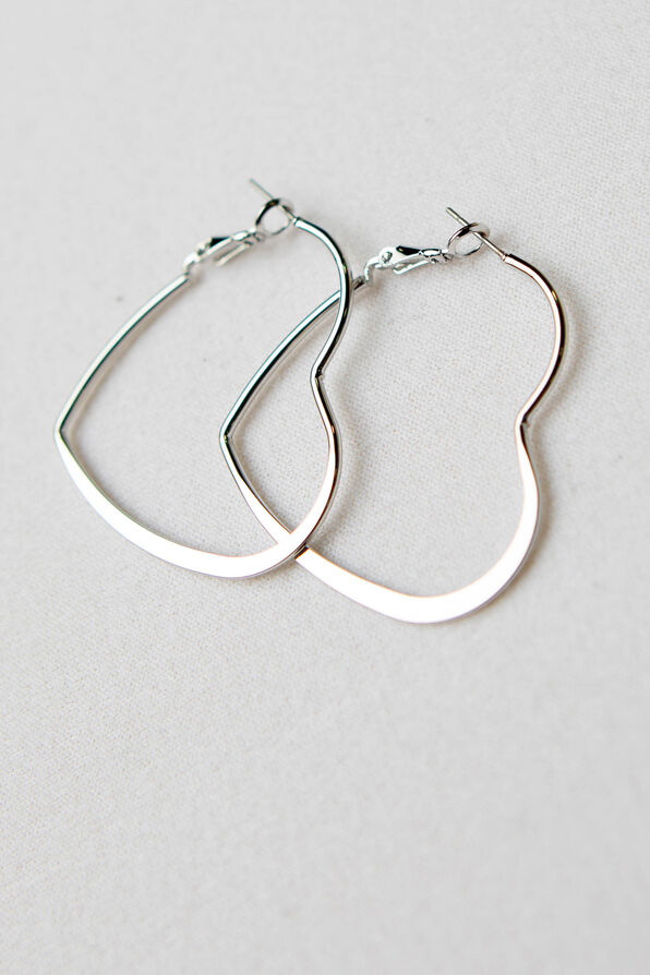 Heart Hoop Earrings, Silver, original image number 1