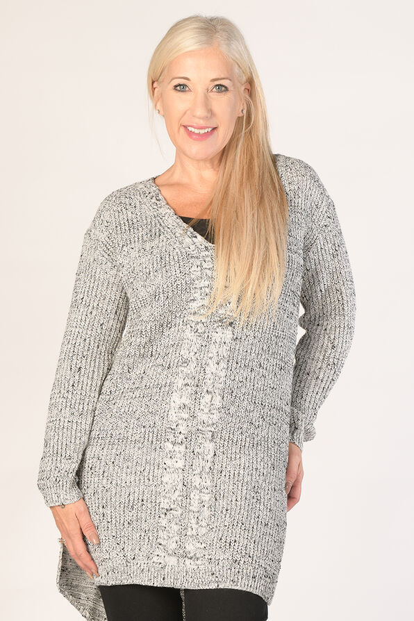 Relaxed Tunic Sweater, Grey, original image number 0