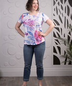 Short Sleeve Abstract Burnout Top, White, original image number 0