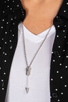 Vertical Arrow Necklace, Silver, original image number 2