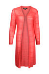 Long Open Front Cardigan with Long Sleeves, Coral, original image number 0