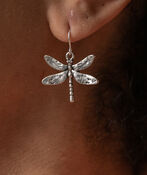 Hammered Dragonfly Necklace Set, Silver, original image number 2