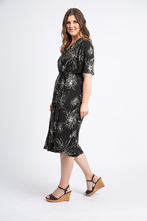 Short Sleeve Floral Midi Dress, Black, original