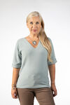 Pastel Mint Knit Sweater Shirt, Blue, original image number 1