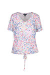 Ditzy Floral Print T-Shirt with Drawstring Waist, Multi, original image number 0
