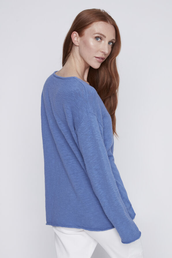 Long Sleeve V-Neck Sweater, Blue, original image number 2