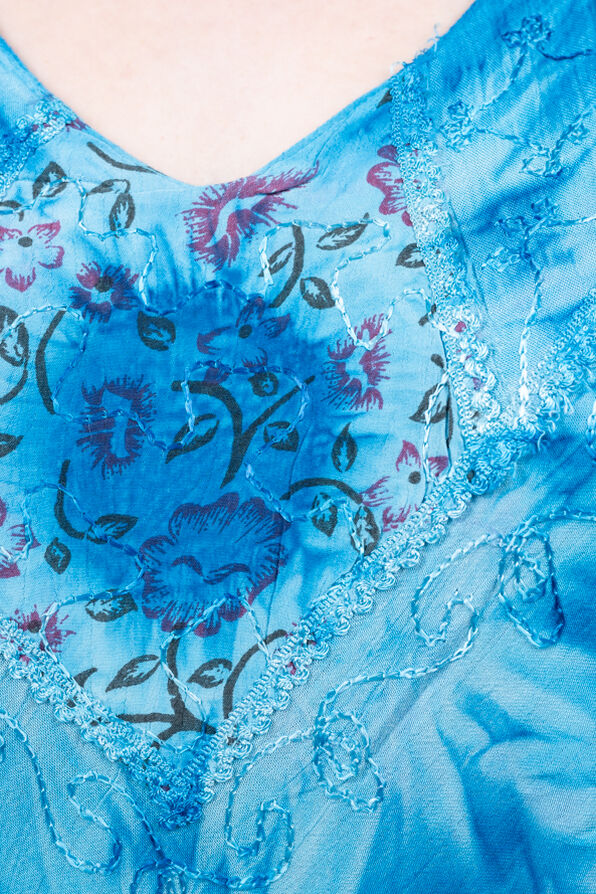 Sleeveless Tie-Dye Umbrella Dress, Blue, original image number 1