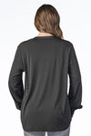 Silky, Smooth, Stretchy, Notch-Neck Silver Buttons Blouse, Black, original image number 1