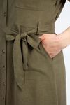 Cap Sleeve Midi Shirt Dress, Olive, original image number 4