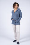 V-Neck Hooded Sweatshirt, Blue, original image number 1