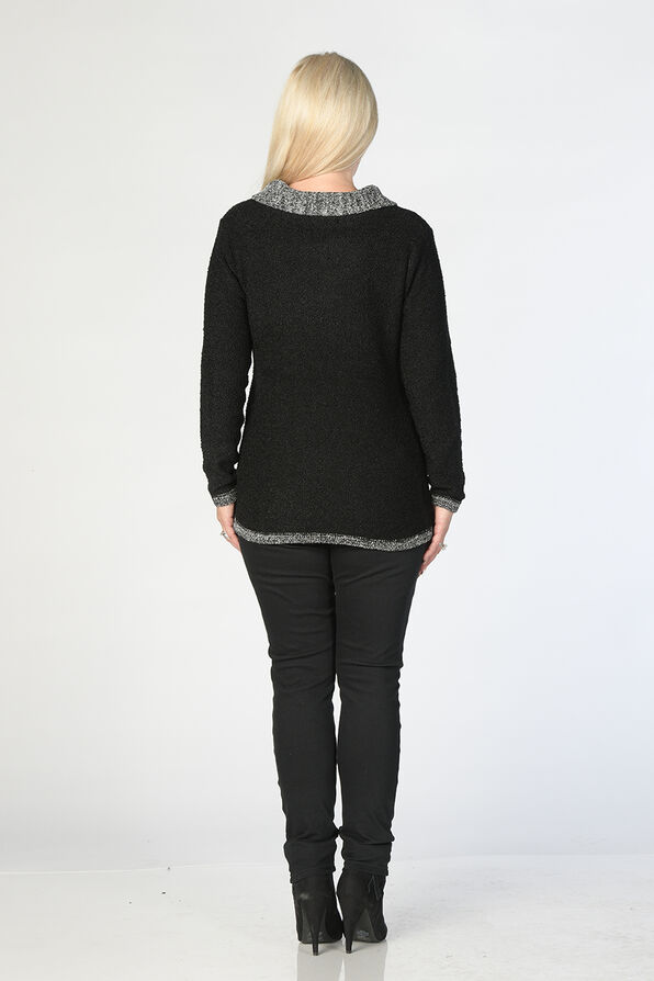 Bordeaux Boucle Sweater, Black, original image number 3