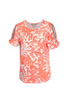 Printed Short Sleeve Top with Slit and Twist, , original image number 1